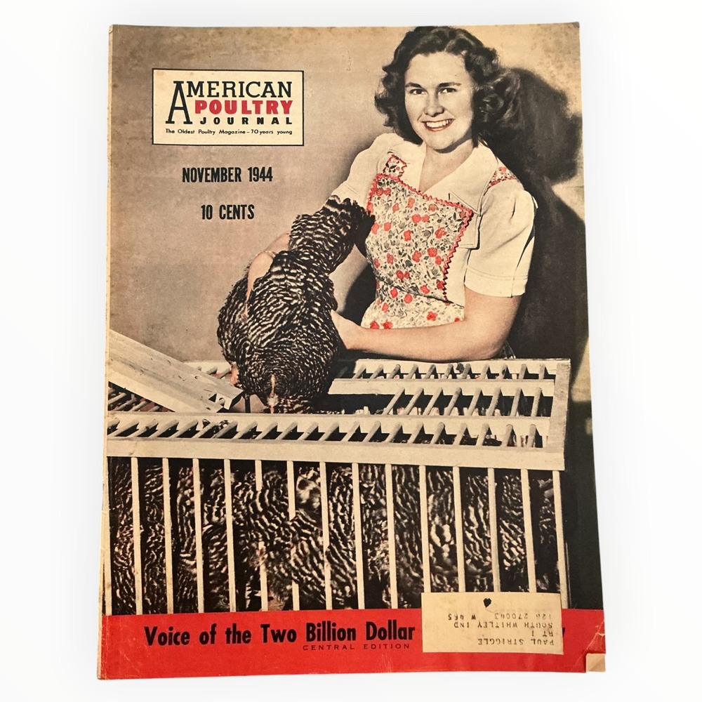 American Poultry Journal November 1944 Central Edition Vintage Magazine